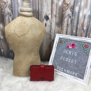 Coach Metallic Medium Corner Zip Wallet Hot Pink